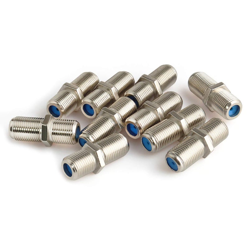 Pasow F81 Barrel Connectors High Frequency 3GHz Female to Female F-Type Adapter Couplers (10 pcs, Silver) - Image 1